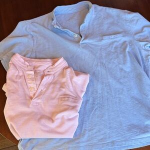 Men’s XXL Light Blue and Pink Henley Shirts